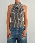 Halter Blouse - Grey Stripped (XS)