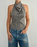 Halter Blouse - Grey Stripped (XS)