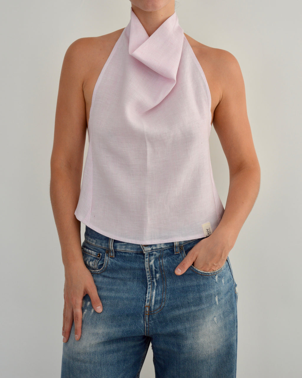 Halter Blouse - Linen Pink (M)