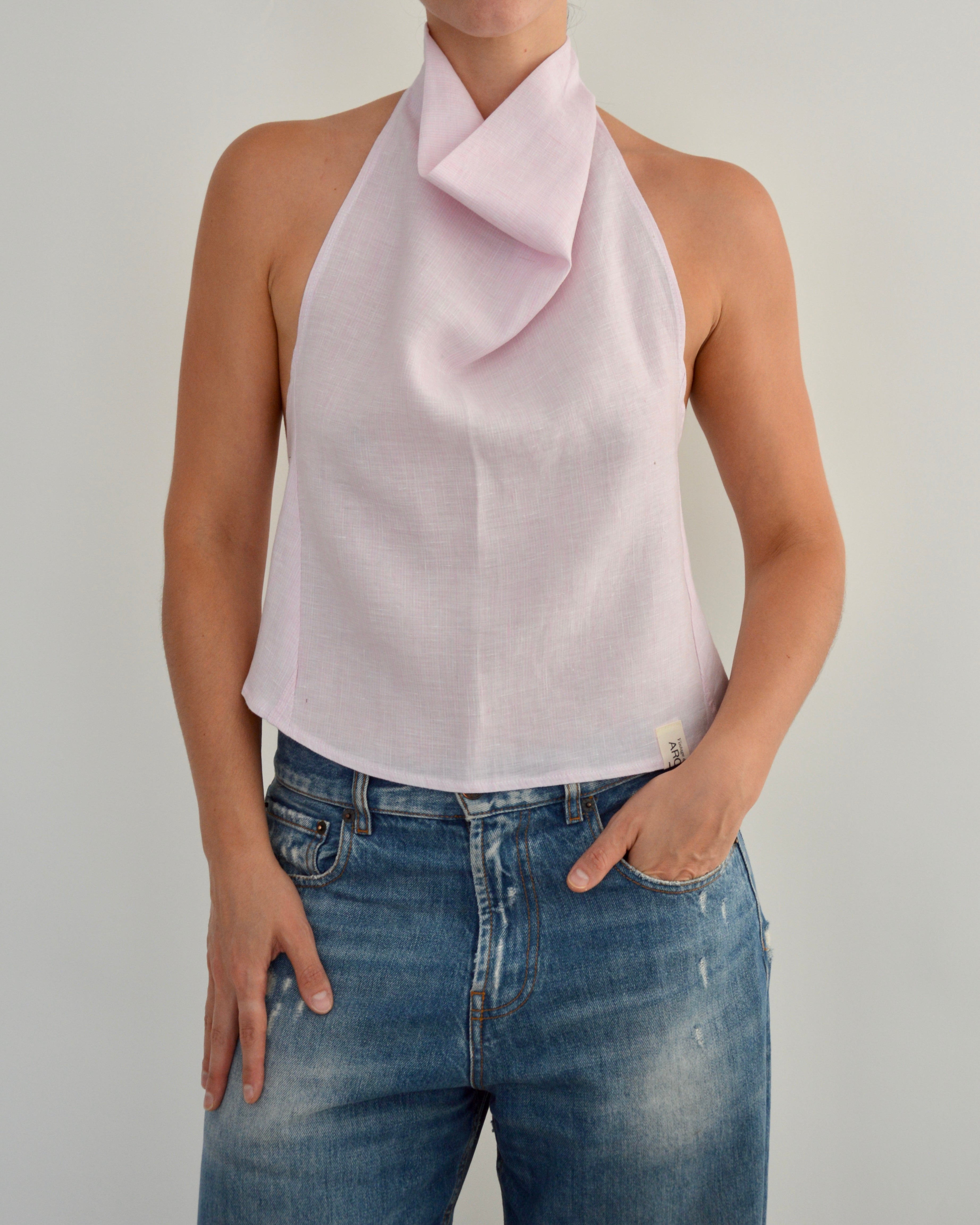 Halter Blouse - Linen Pink (M)