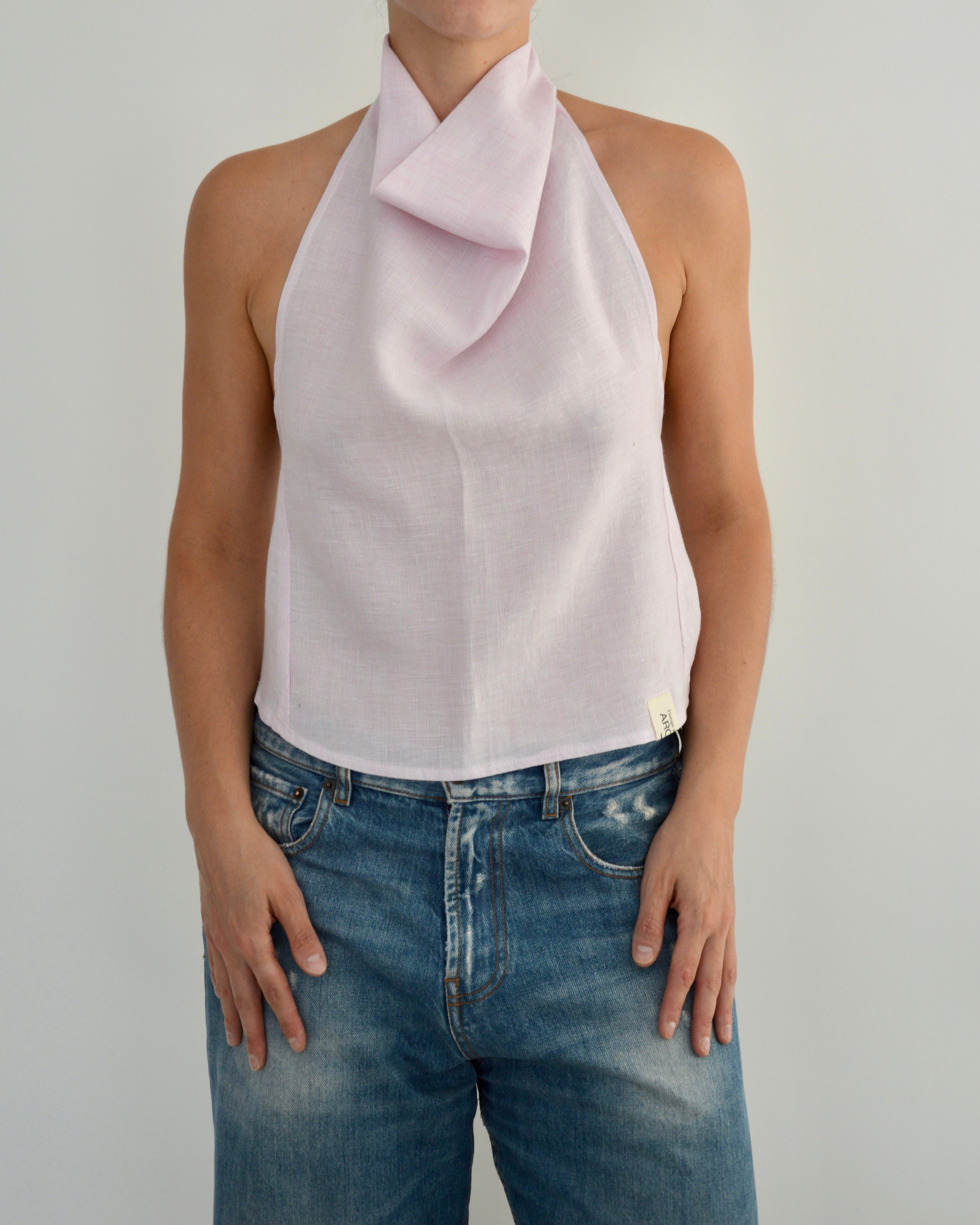 Halter Blouse - Linen Pink (M)