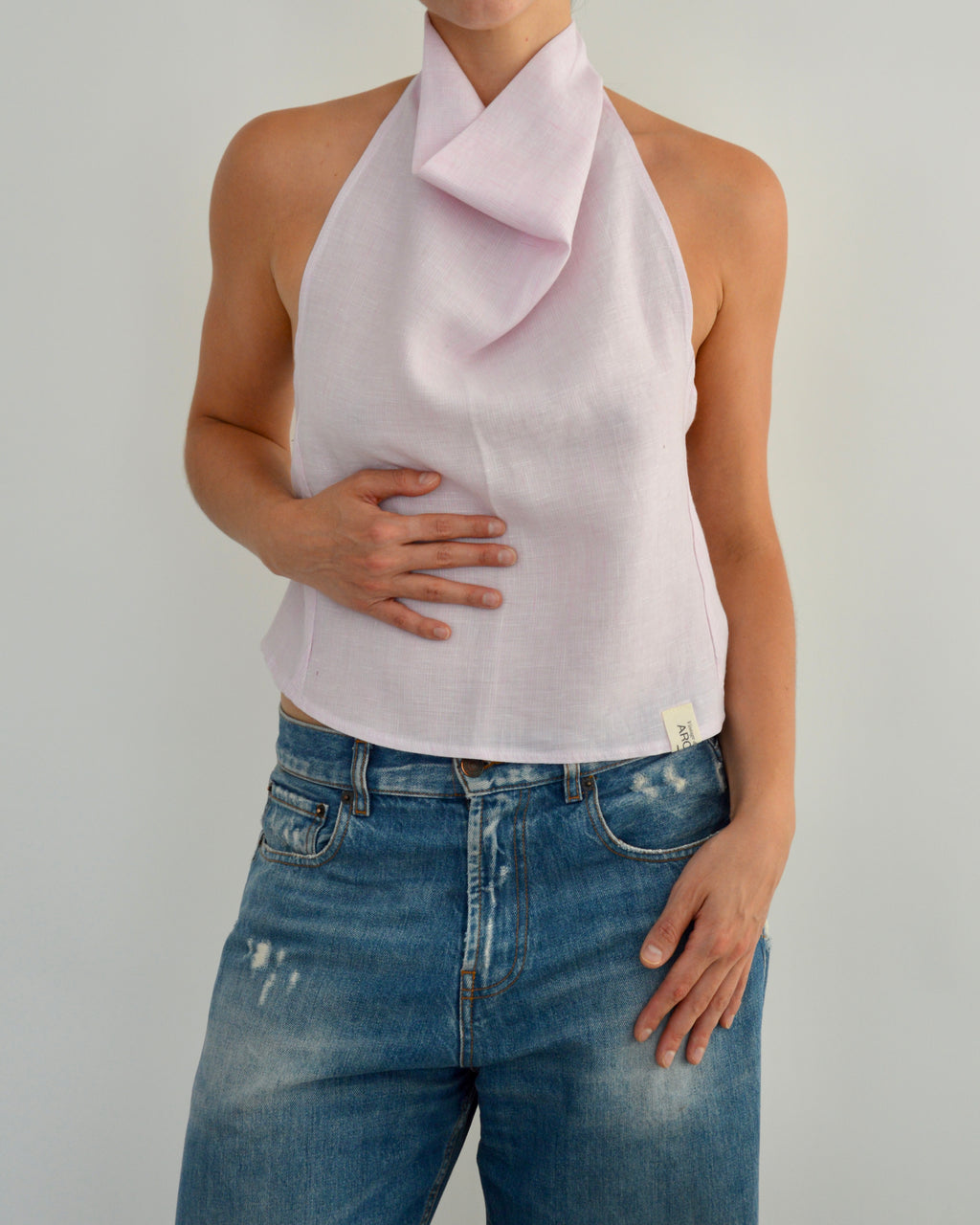 Halter Blouse - Linen Pink (M)