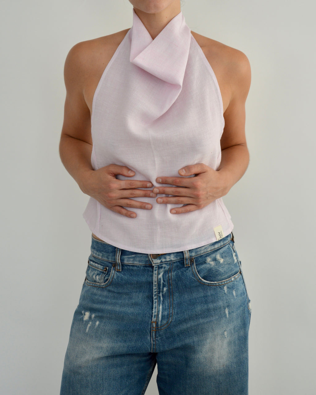 Halter Blouse - Linen Pink (M)