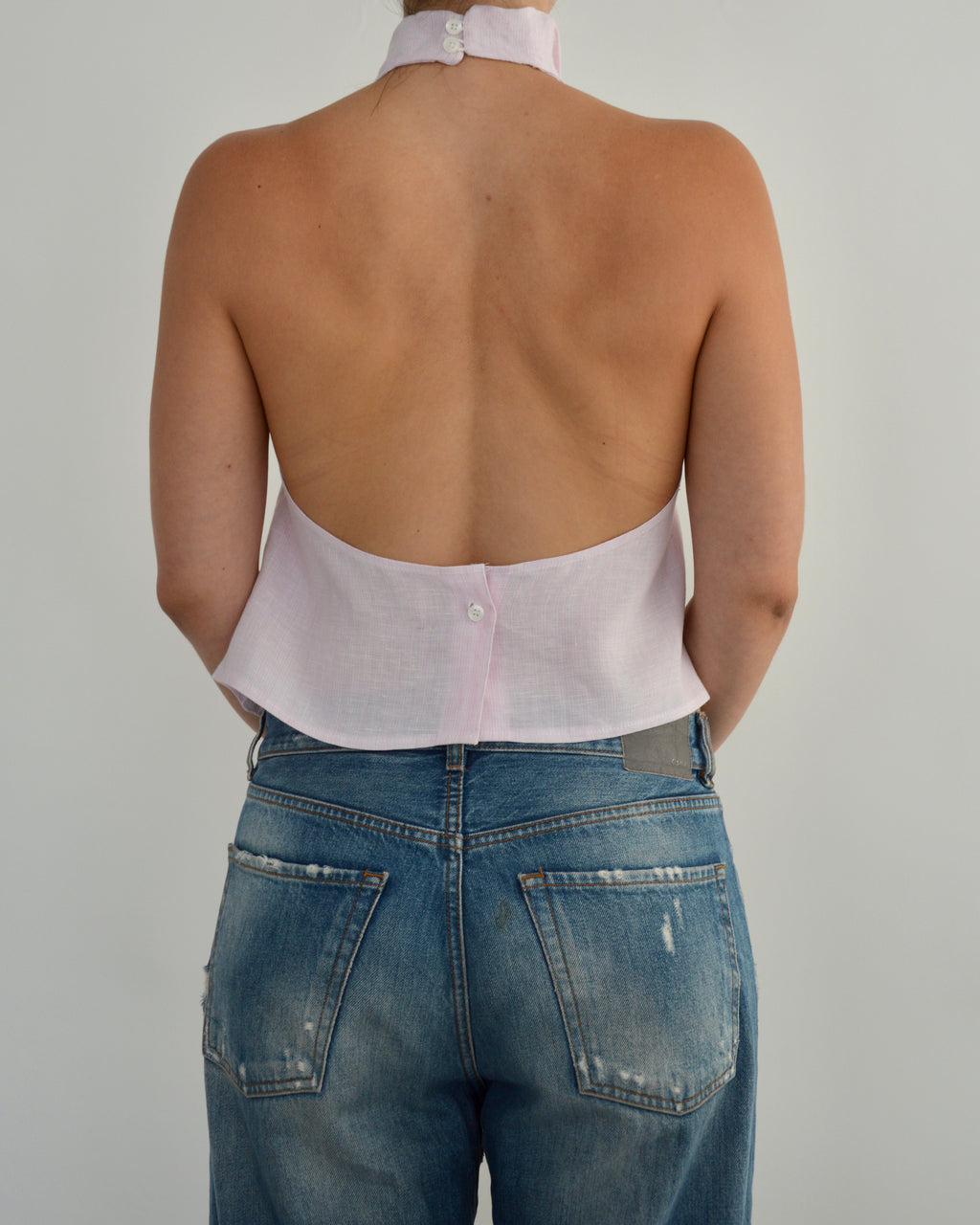 Halter Blouse - Linen Pink (M)