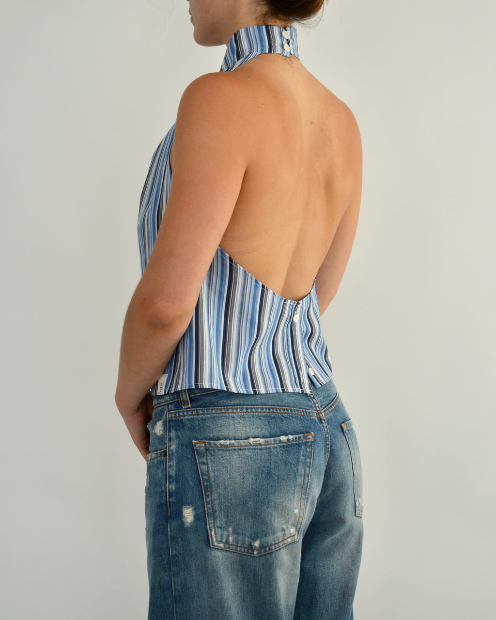 Halter Blouse - Blue Lines (M)