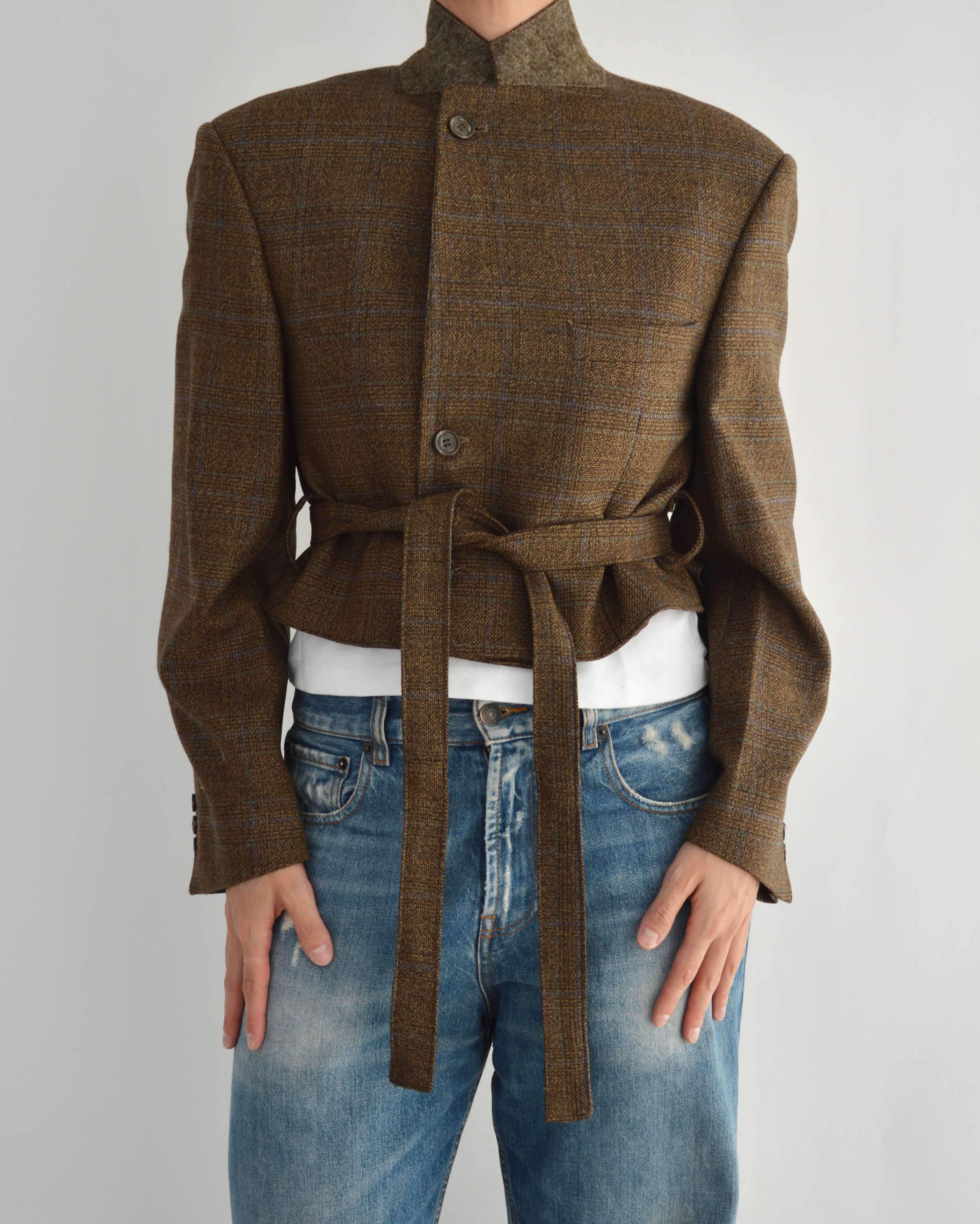 Tied-up Blazer - Brown & Blue (M)