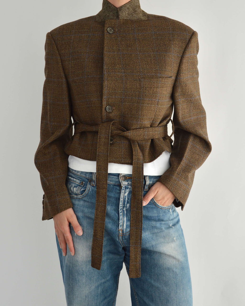 Tied-up Blazer - Brown & Blue (M)