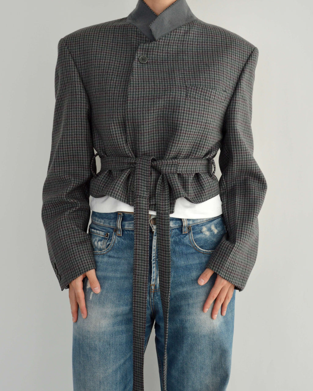 Tied-up Blazer - Textured Blue