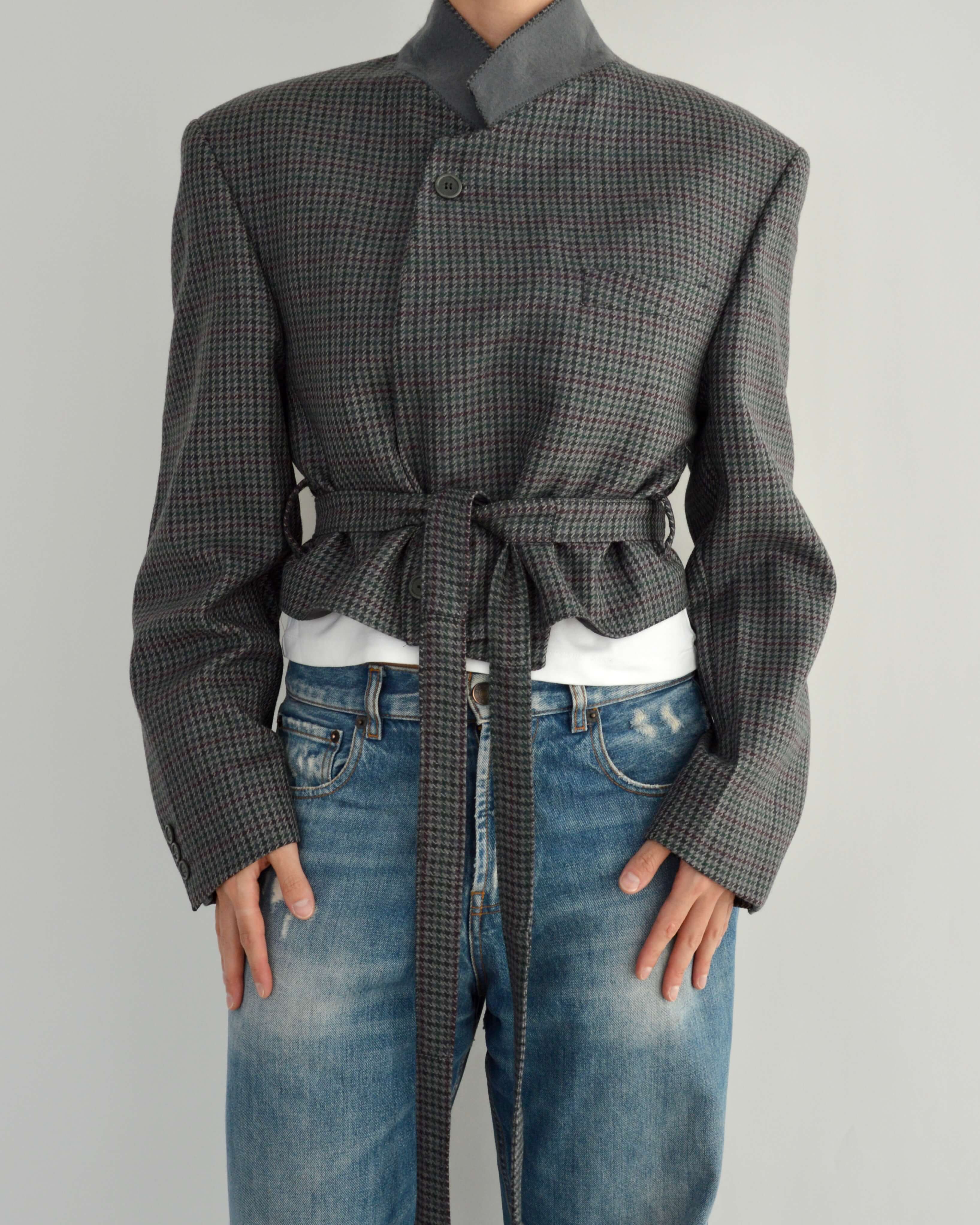 Tied-up Blazer - Textured Blue