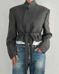 Tied-up Blazer in Textured Blue, view 4
