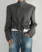 Tied-up Blazer - Textured Blue
