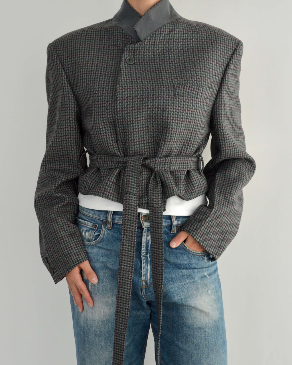 Tied-up Blazer - Textured Blue
