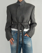 Tied-up Blazer - Textured Blue
