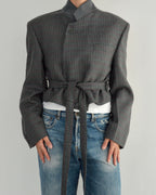 Tied-up Blazer - Textured Blue