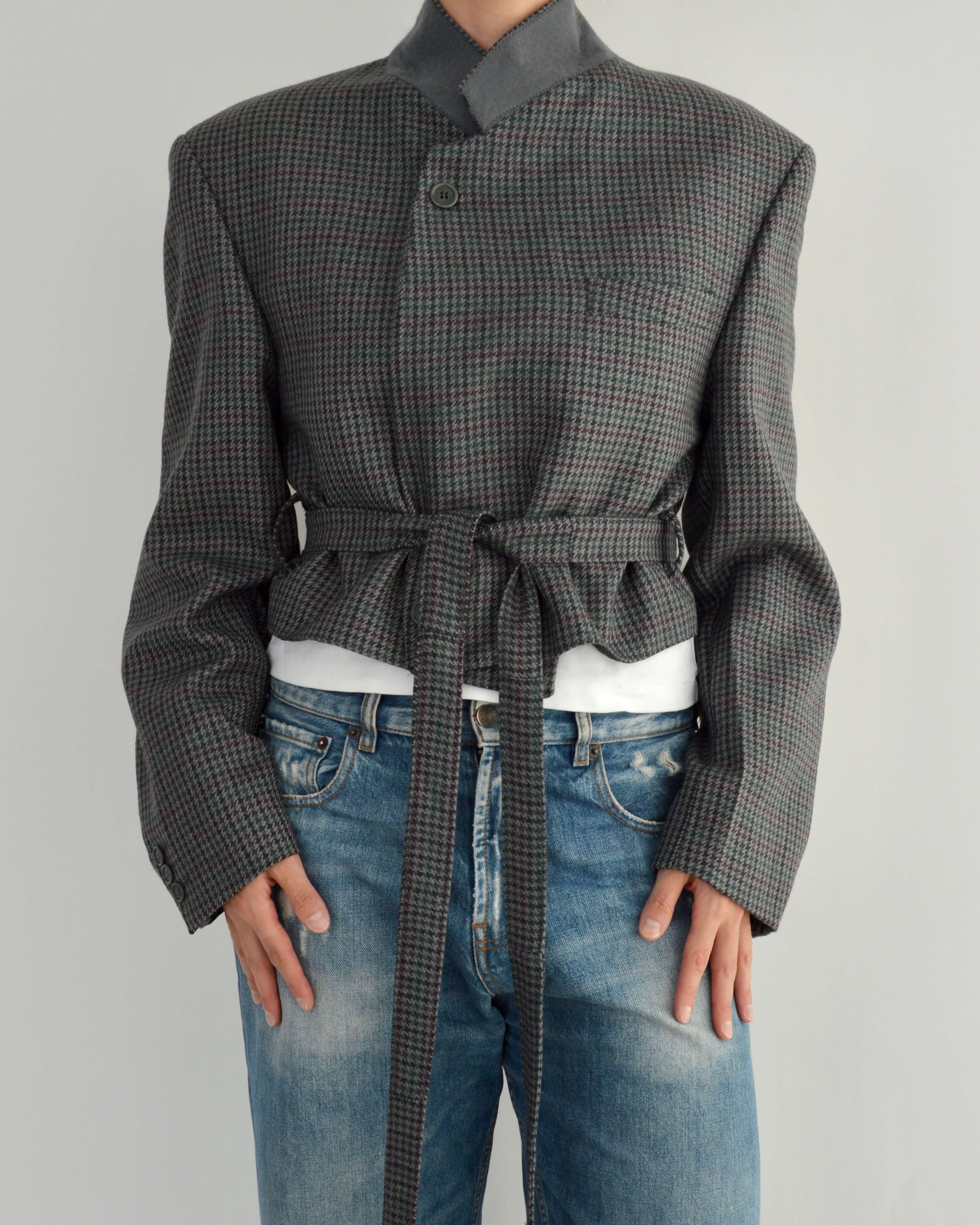 Tied-up Blazer - Textured Blue