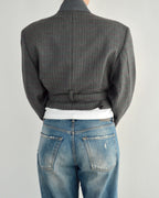 Tied-up Blazer - Textured Blue