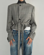 Tied-up Blazer - Checkred Grey