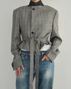 Tied-up Blazer - Checkred Grey