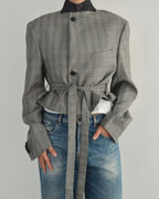 Tied-up Blazer - Checkred Grey