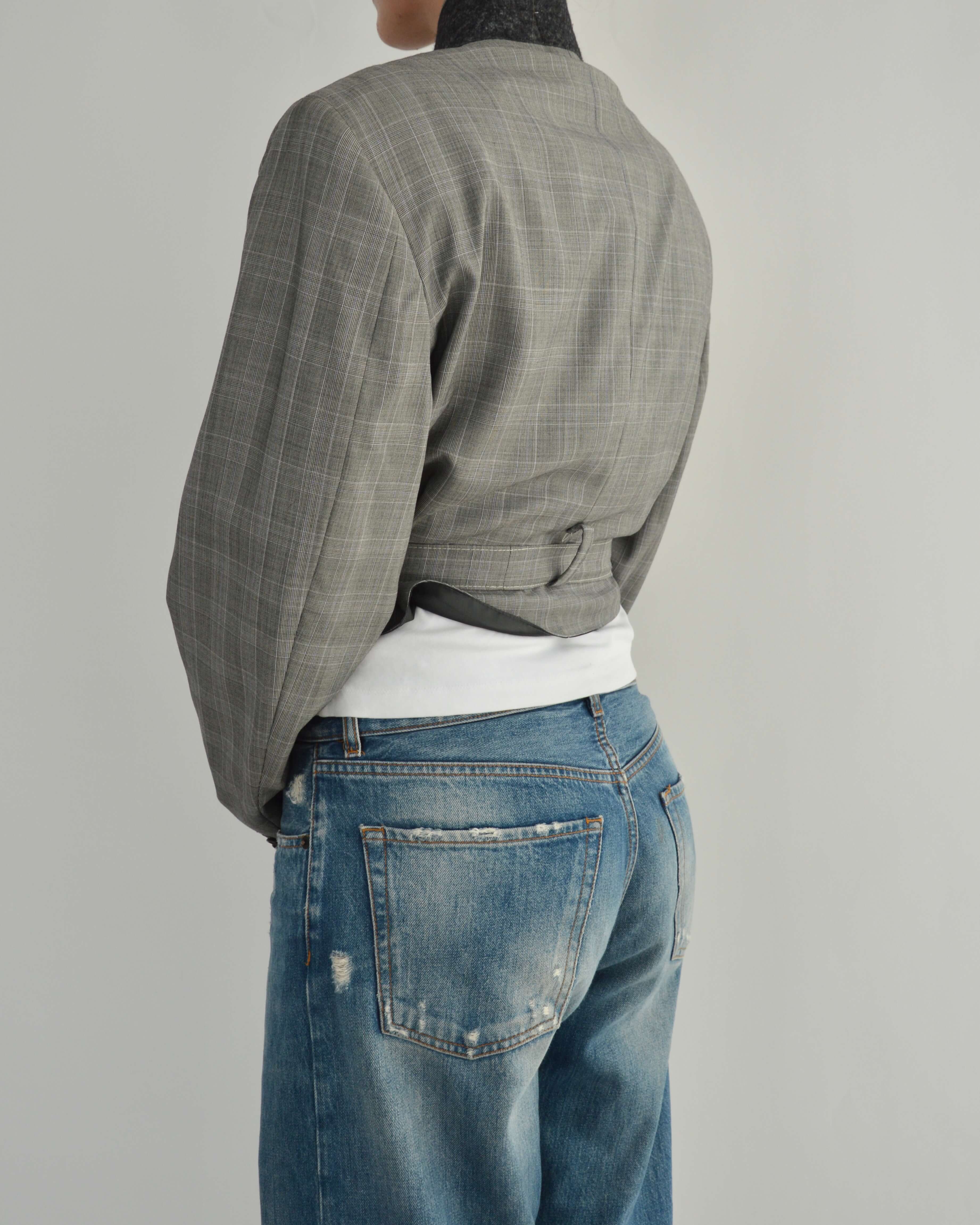 Tied-up Blazer - Checkred Grey
