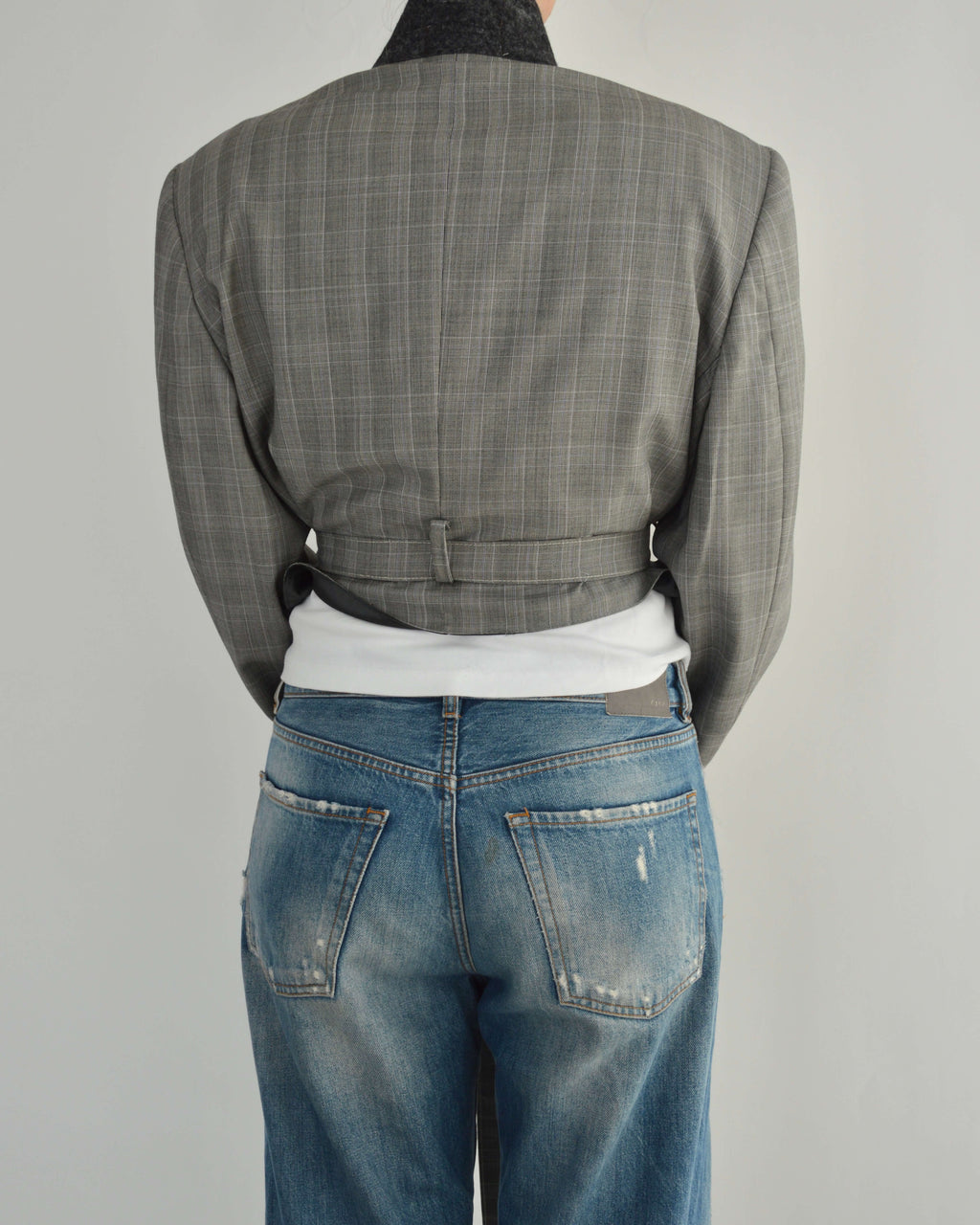 Tied-up Blazer - Checkred Grey
