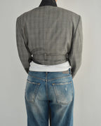 Tied-up Blazer - Checkred Grey