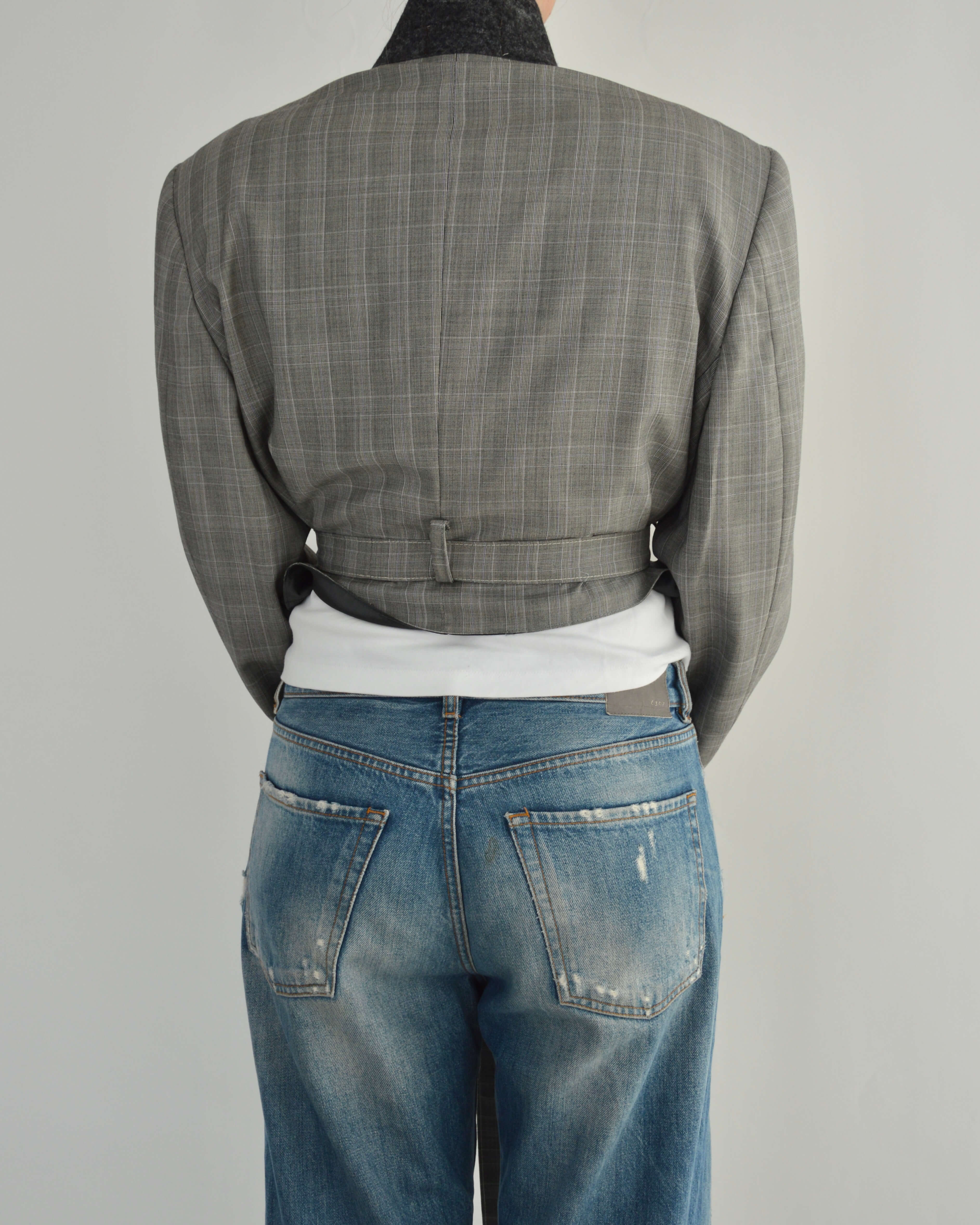 Tied-up Blazer - Checkred Grey