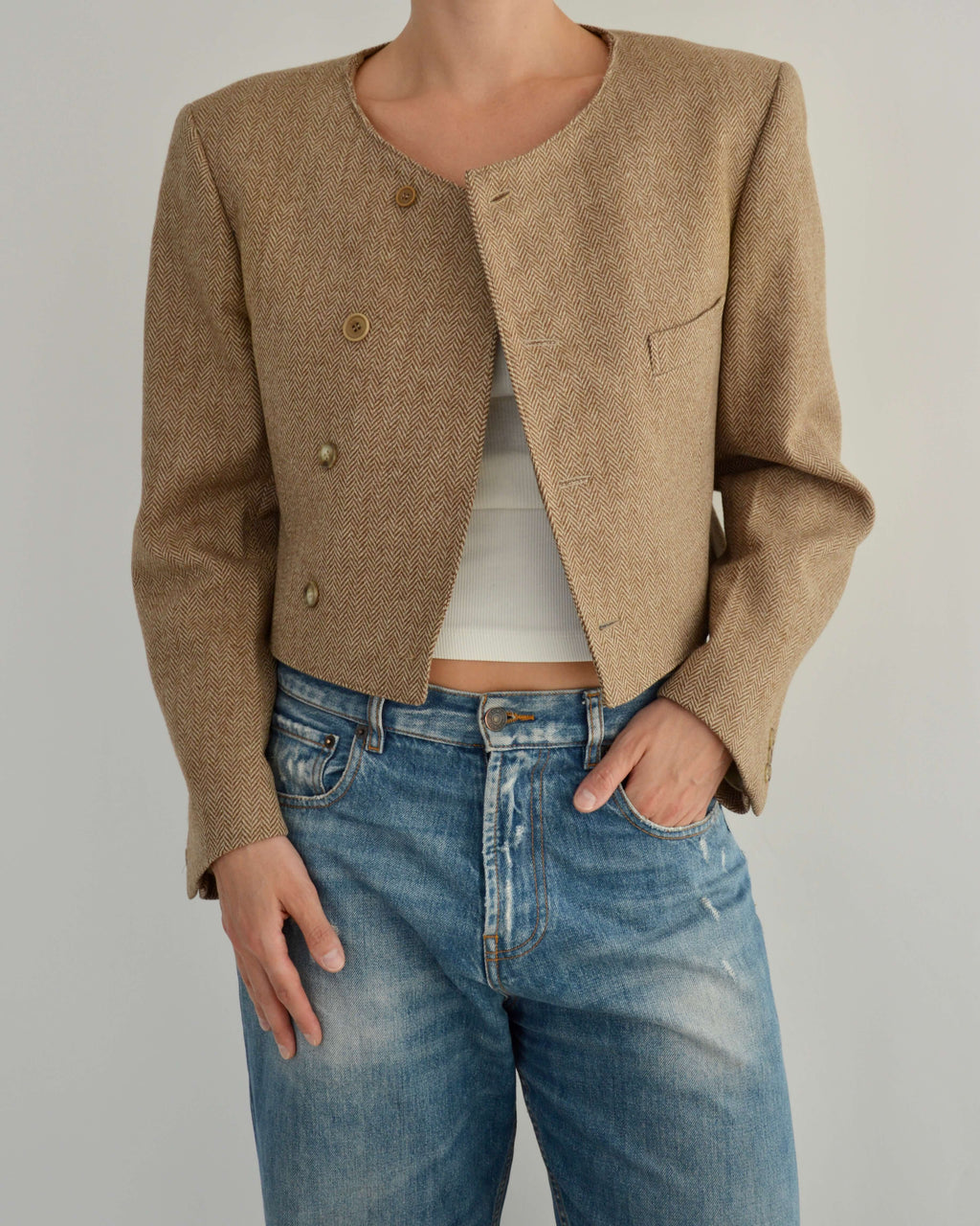 Frame Blazer - Textured Oatmilk (M)