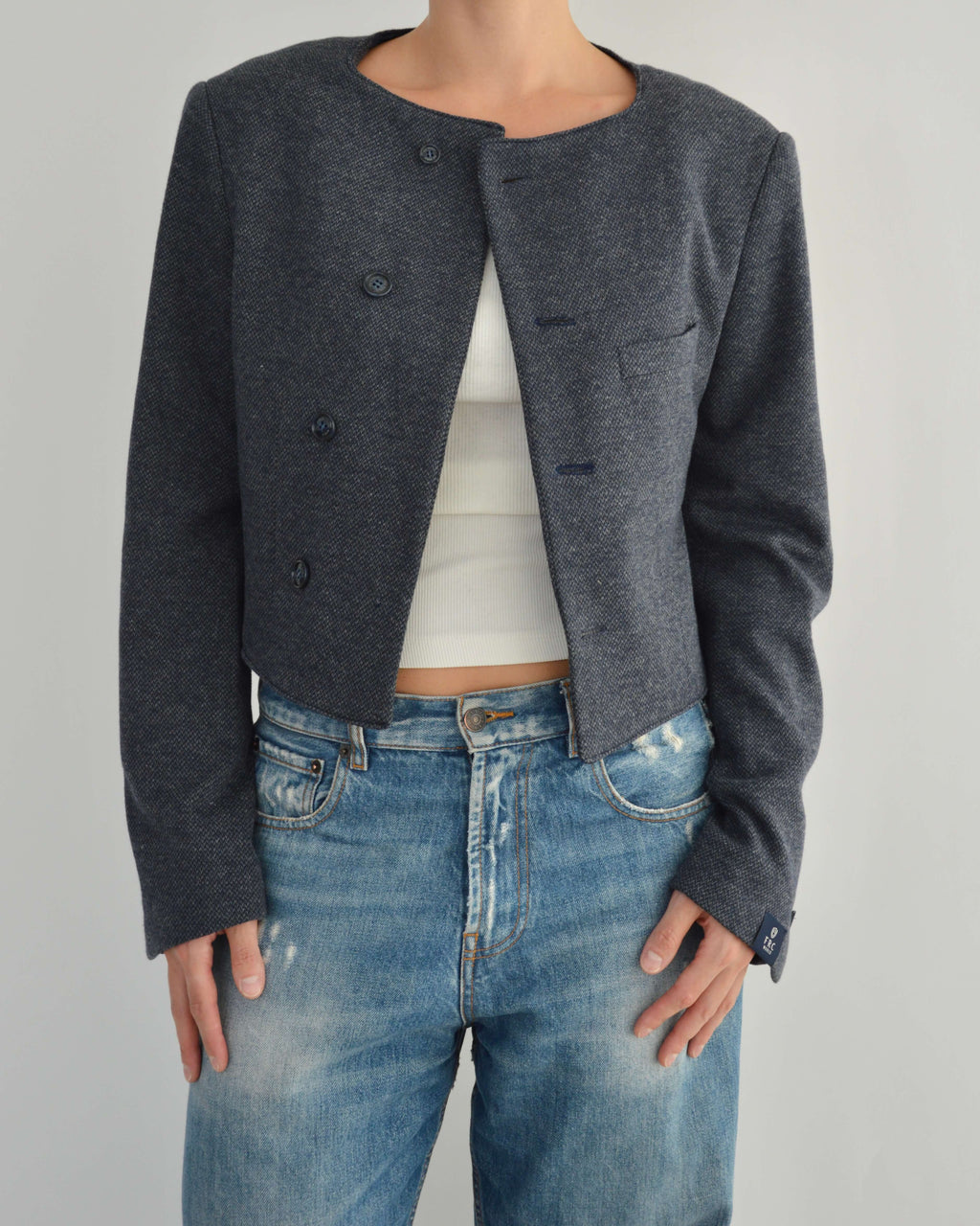 Frame Blazer - Textured Navy (M)