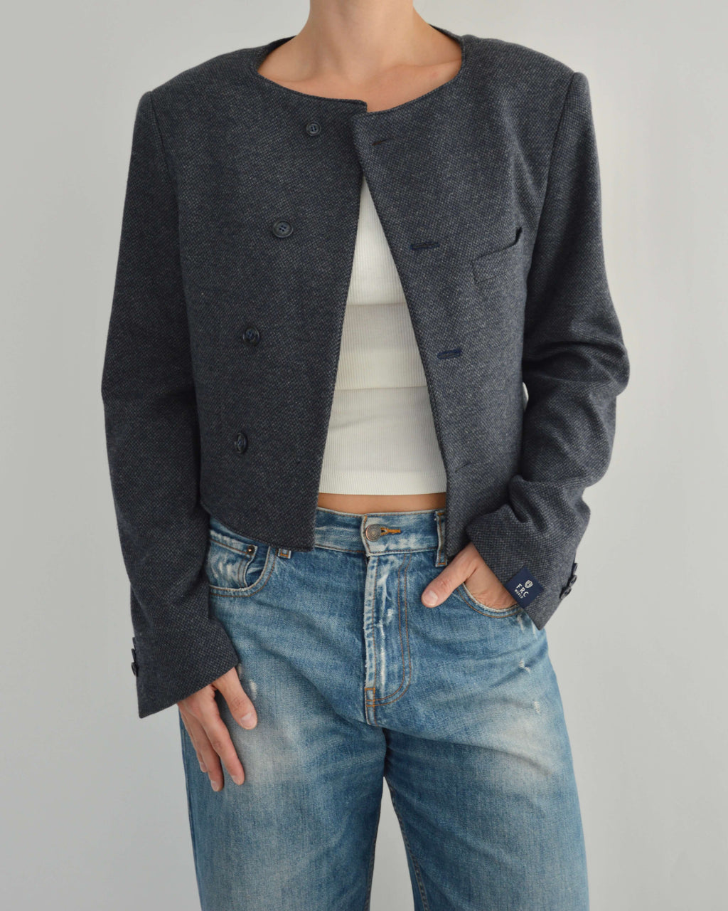 Frame Blazer - Textured Navy (M)
