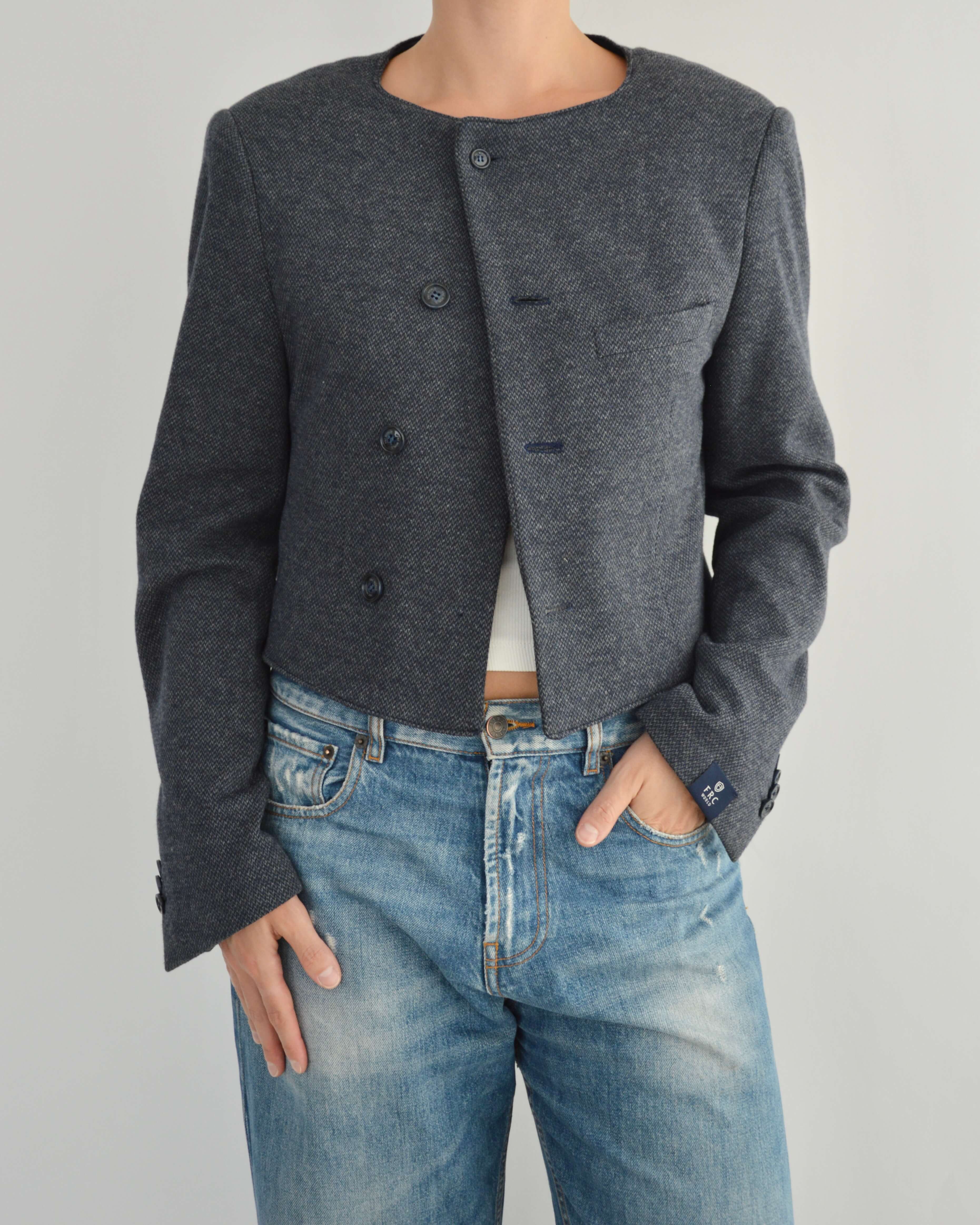 Frame Blazer - Textured Navy (M)