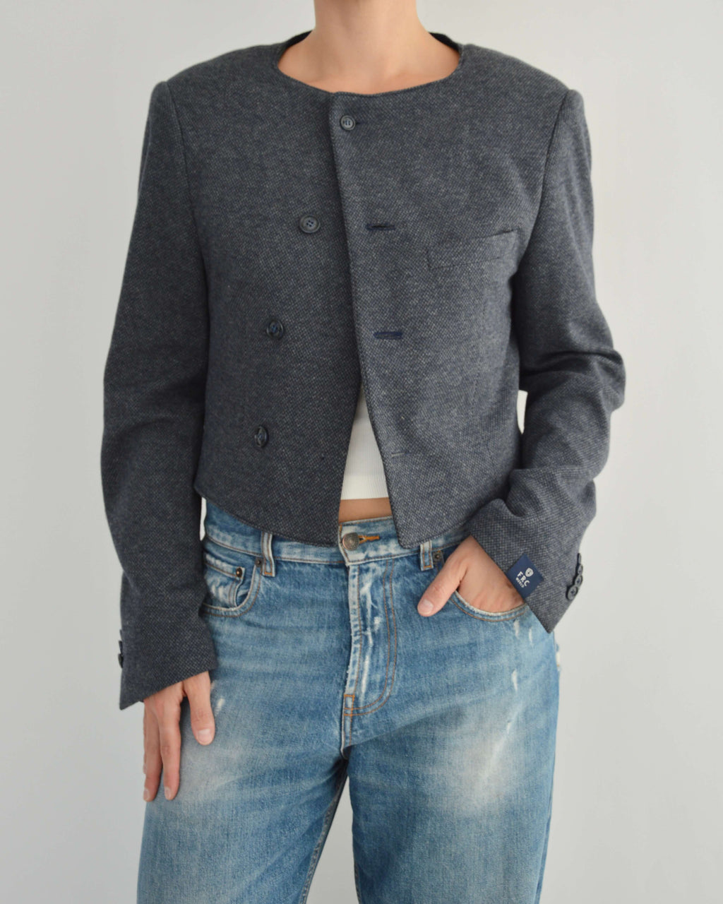 Frame Blazer - Textured Navy (M)
