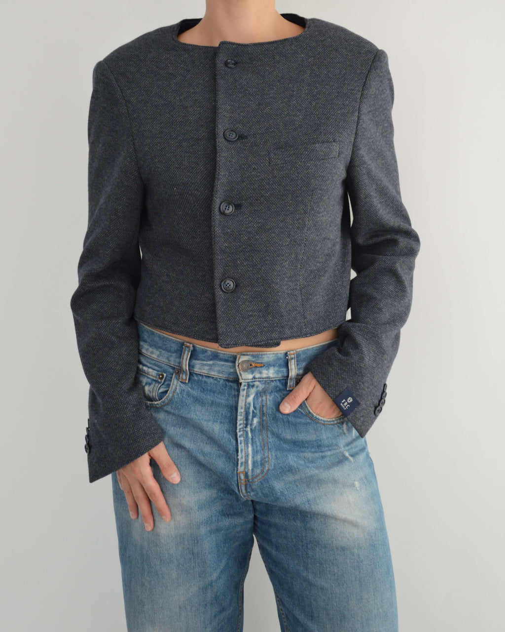 Frame Blazer - Textured Navy (M)
