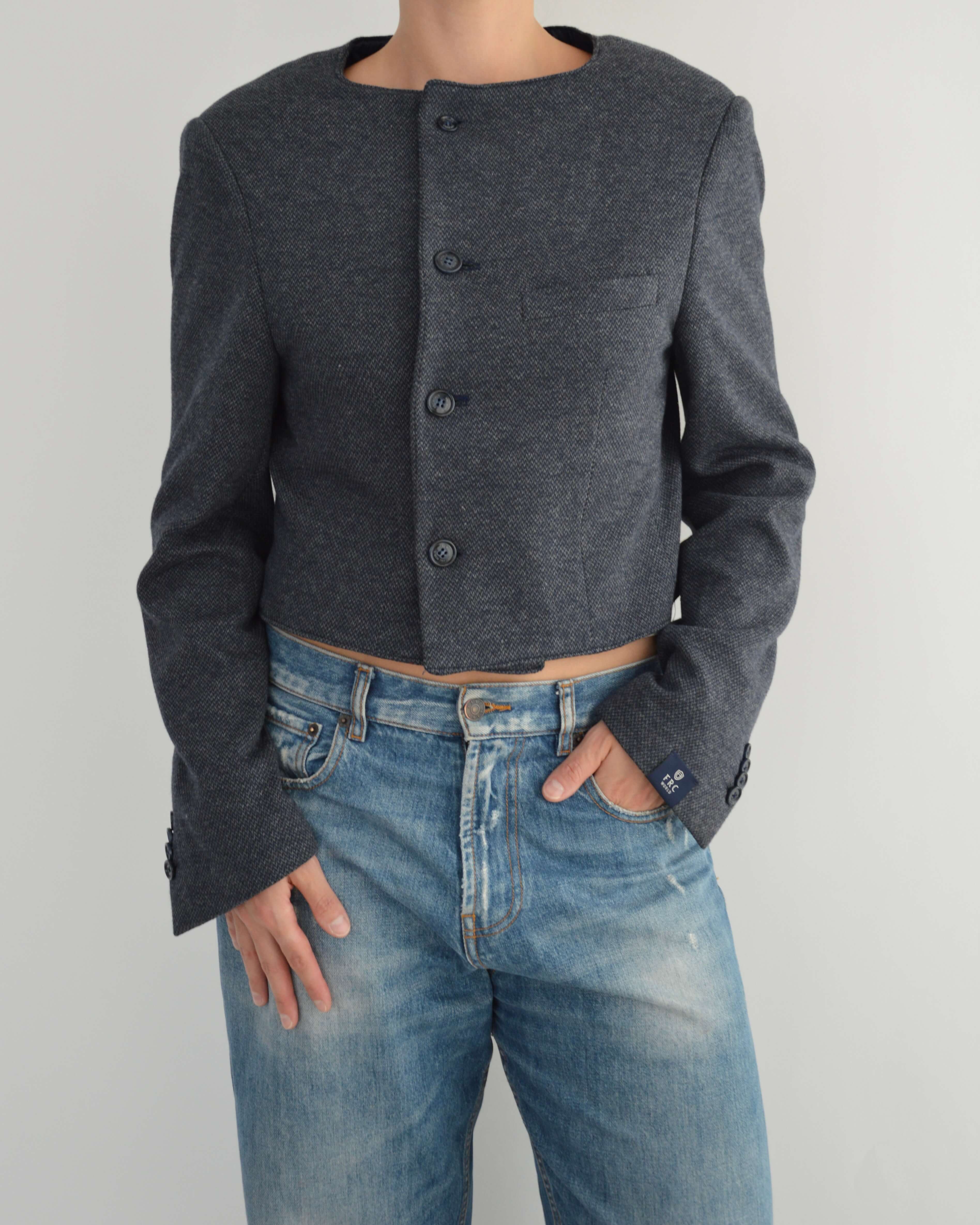 Frame Blazer - Textured Navy (M)