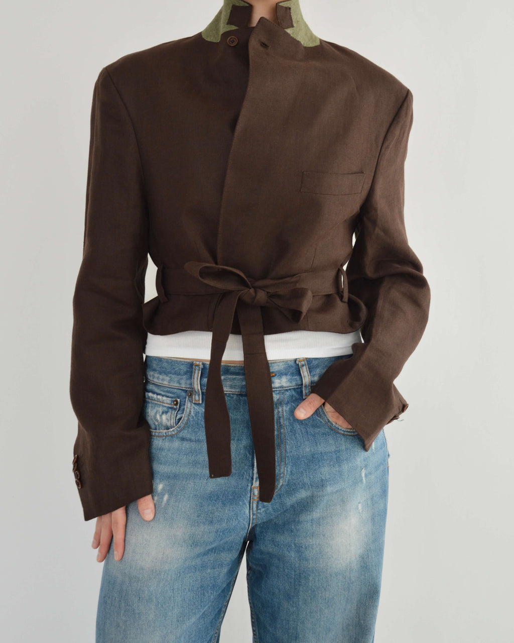 Tied-up Blazer - Linen Brown (S)