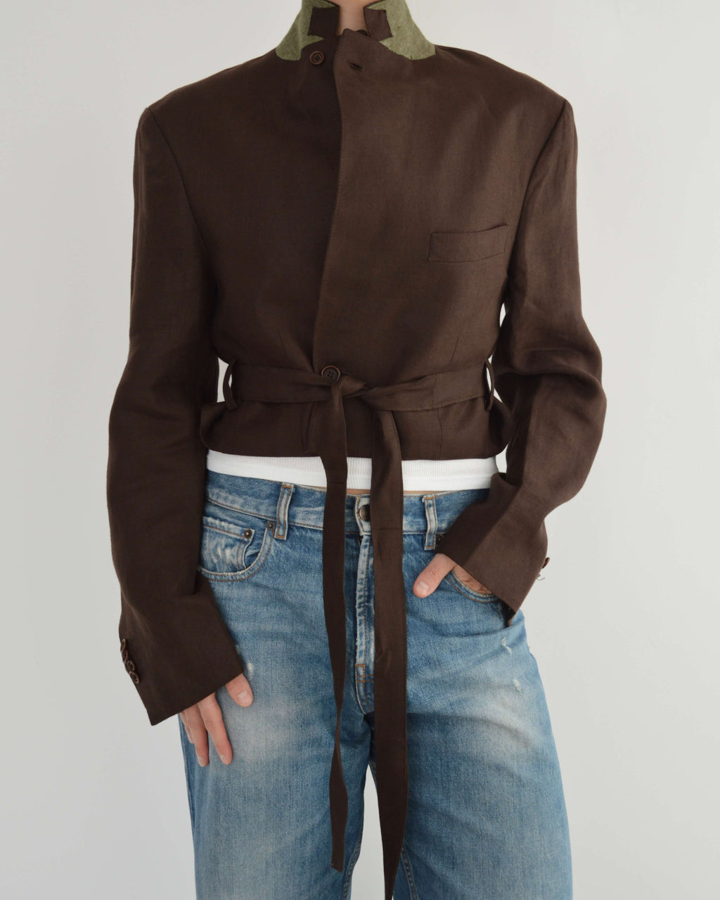 Tied-up Blazer - Linen Brown (S)