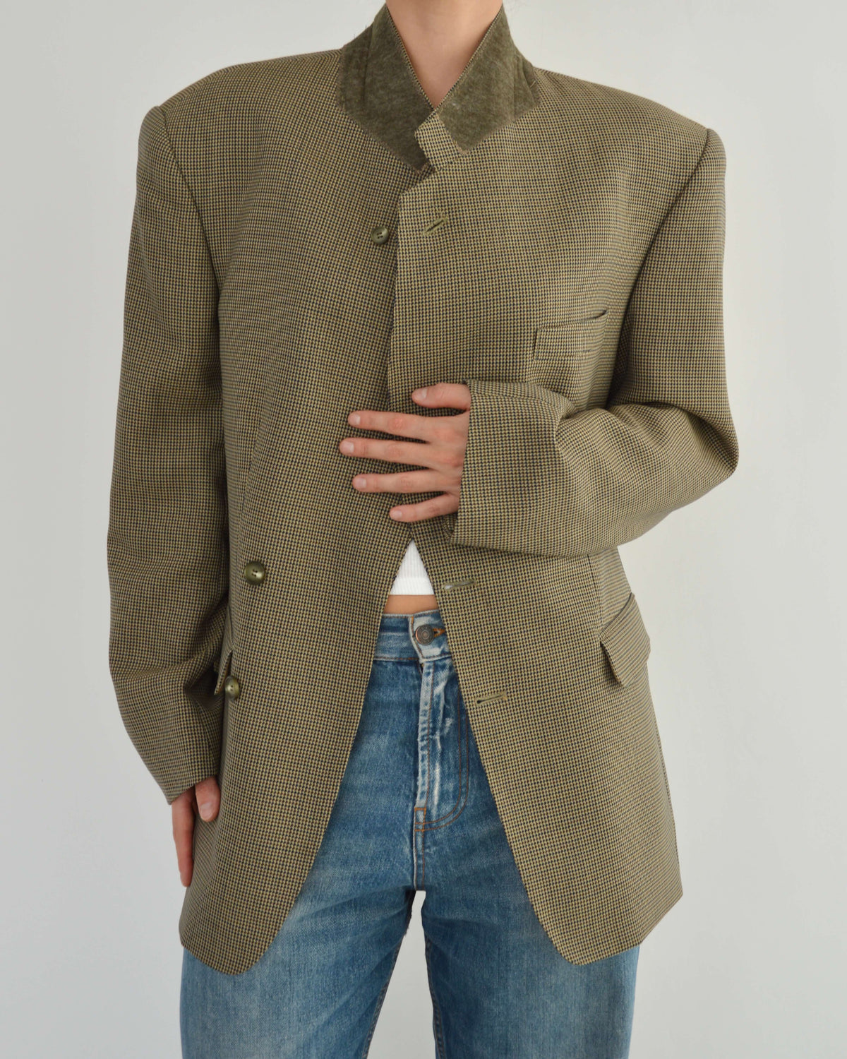 High Neck Blazer - Golden Green (L)