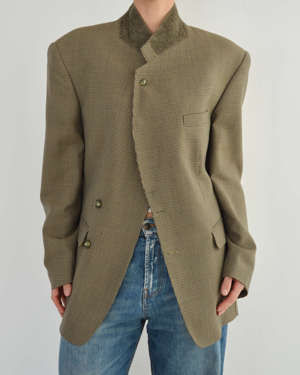 High Neck Blazer - Golden Green (L)