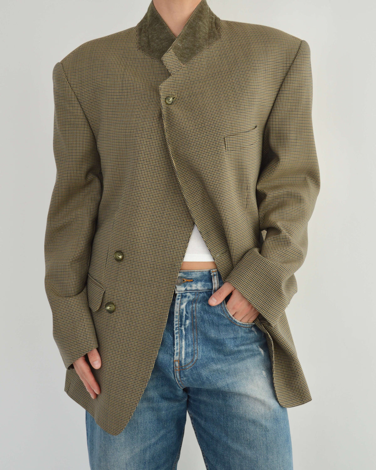 High Neck Blazer - Golden Green (L)