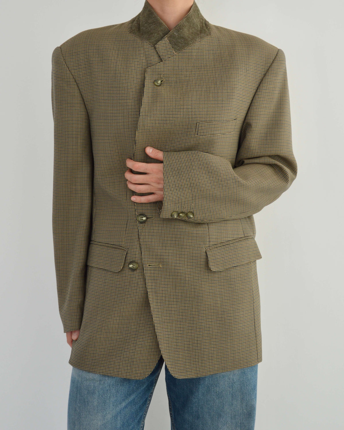 High Neck Blazer - Golden Green (L)