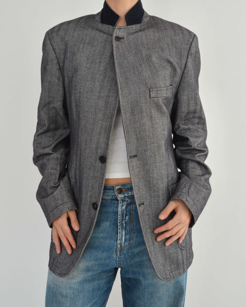 High Neck Blazer in Vintage Purple