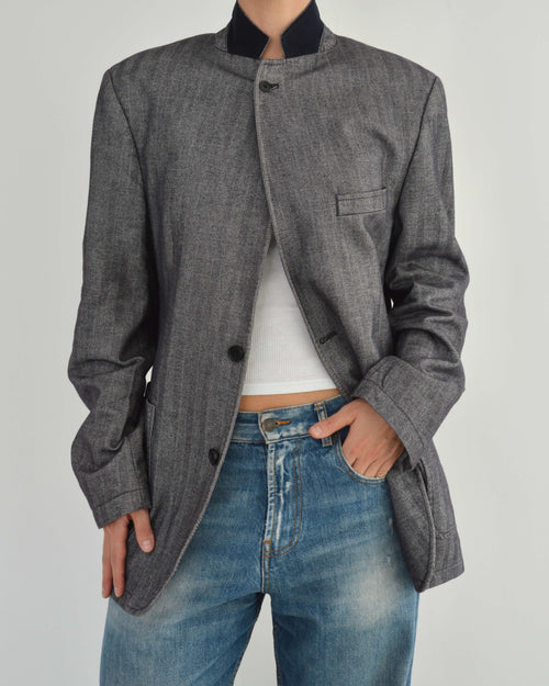 High Neck Blazer in Vintage Purple, view 2