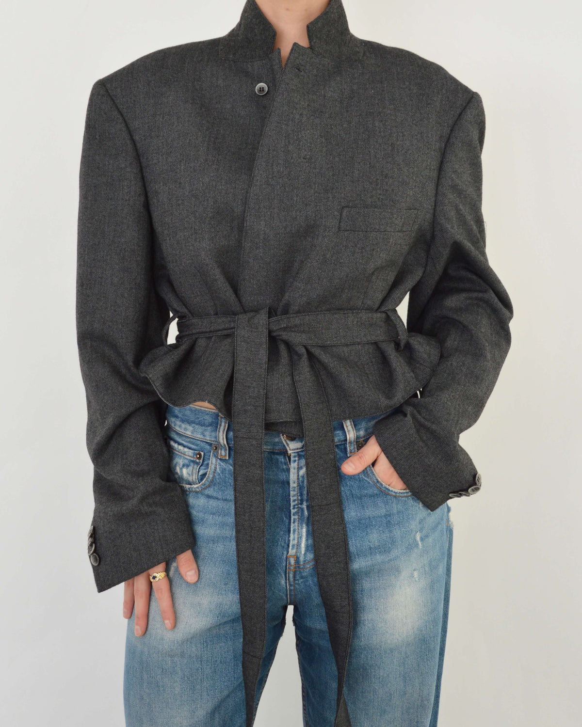 Tied-up Blazer - Tweed Grey (XL)