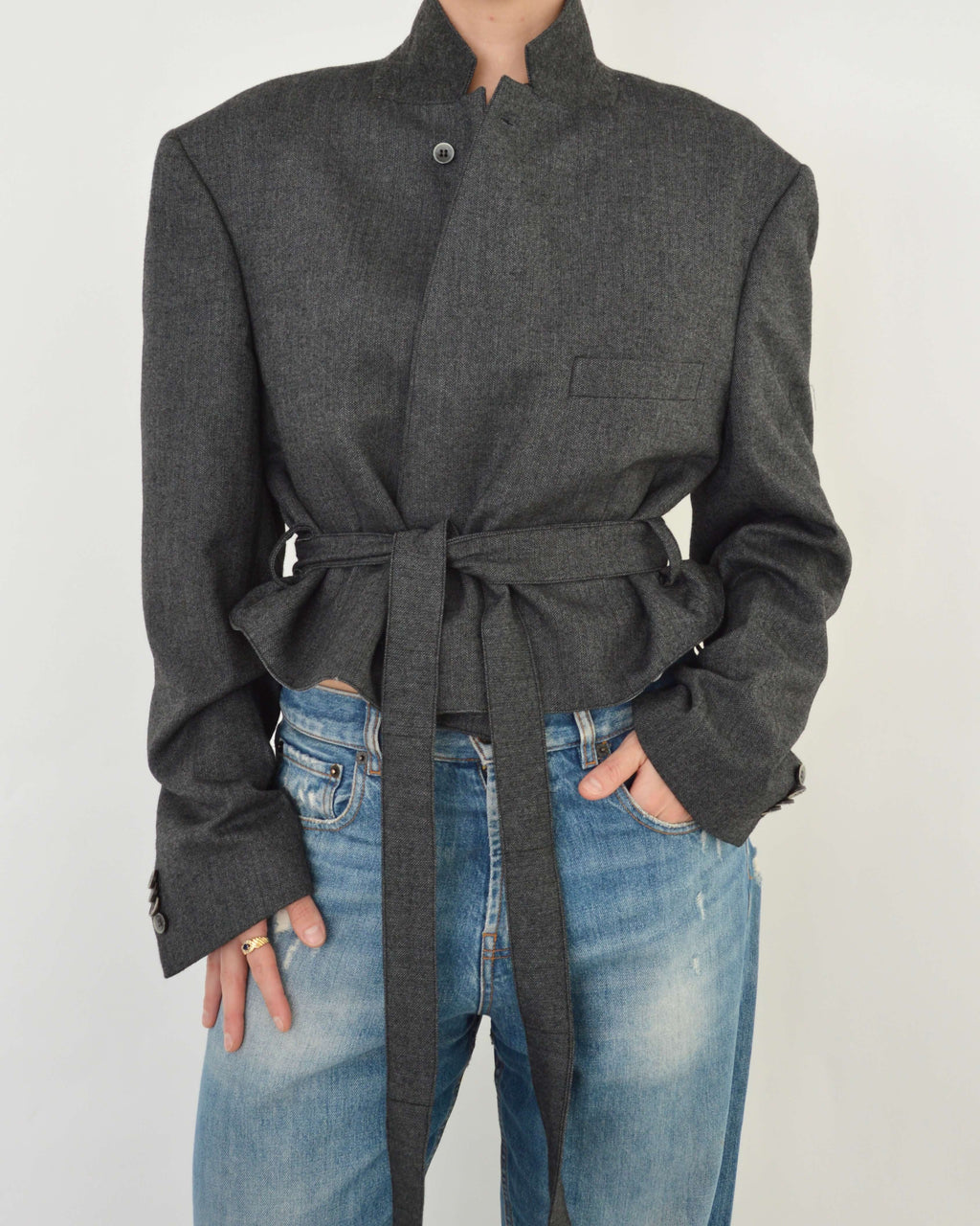 Tied-up Blazer - Tweed Grey (XL)
