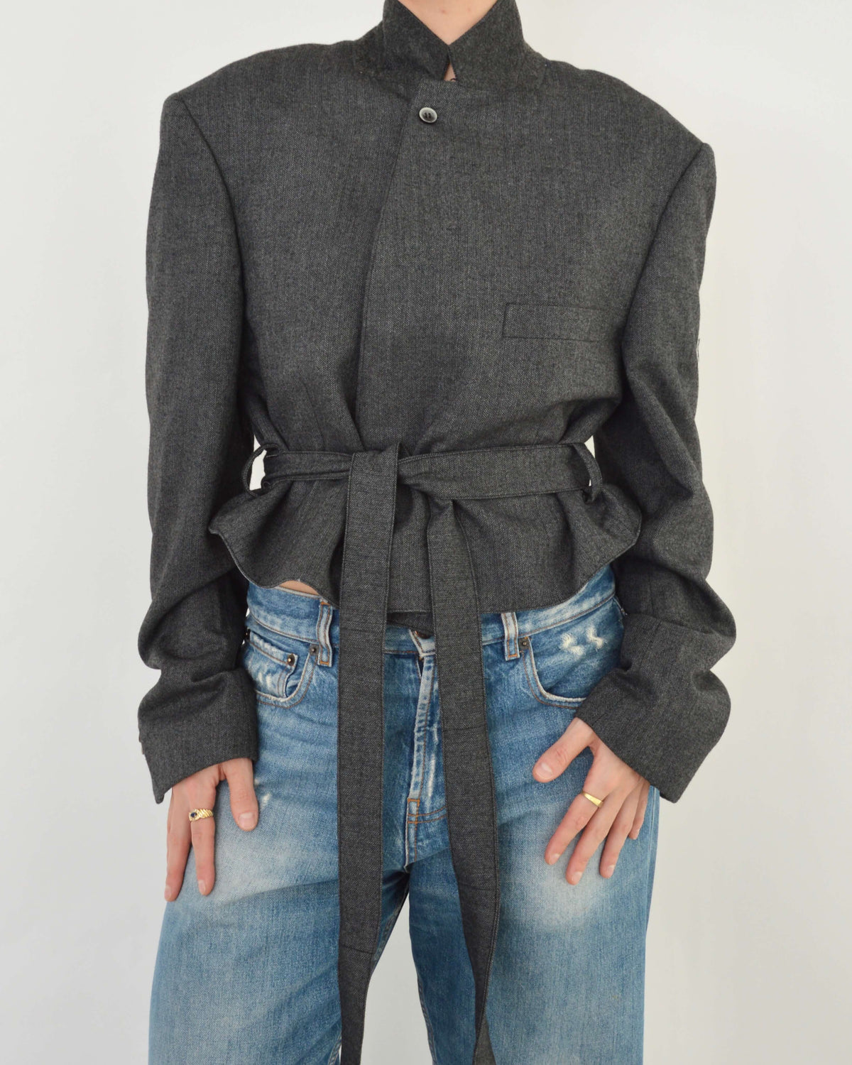 Tied-up Blazer - Tweed Grey (XL)