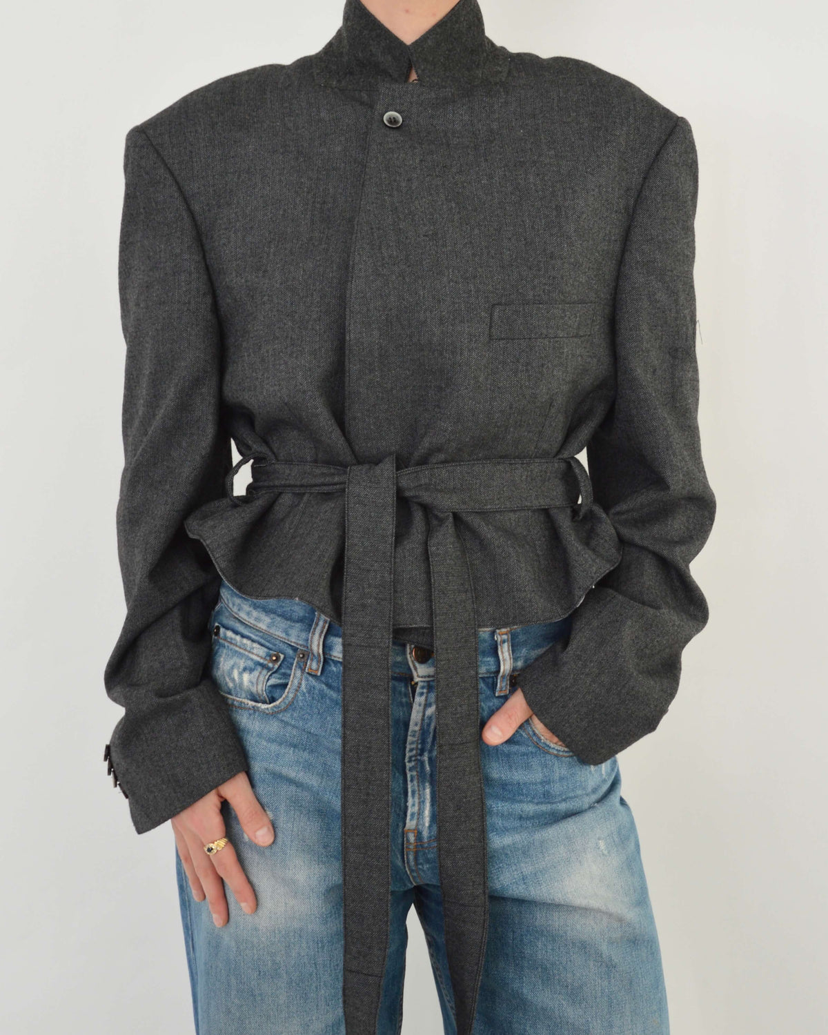 Tied-up Blazer - Tweed Grey (XL)