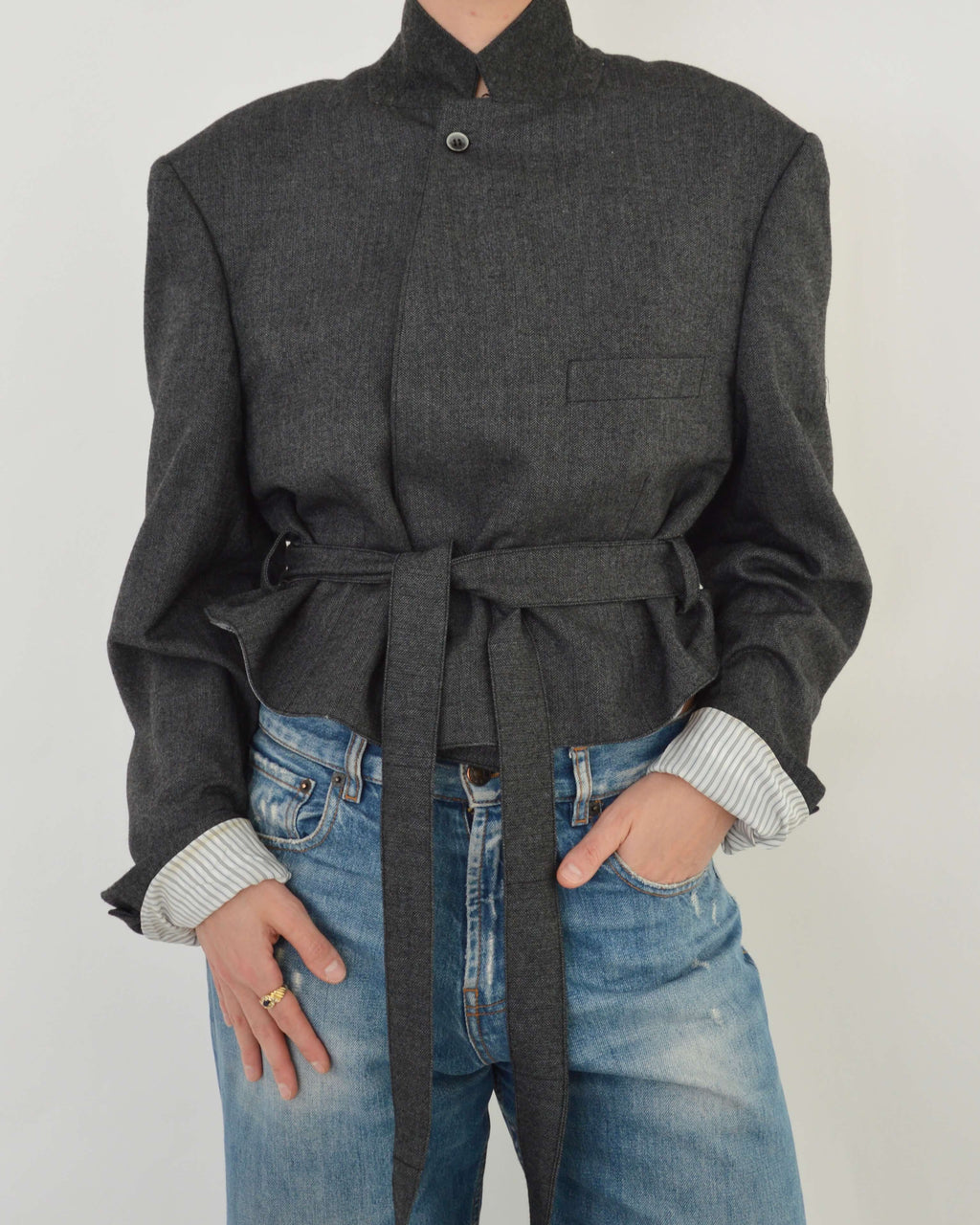 Tied-up Blazer - Tweed Grey (XL)