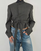 Tied-up Blazer - Grey Stripped (M)