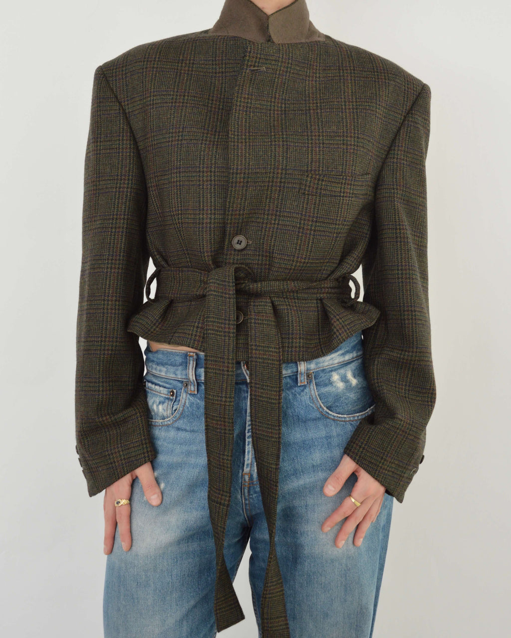 Tied-up Blazer - Dark Green Tweed (L)
