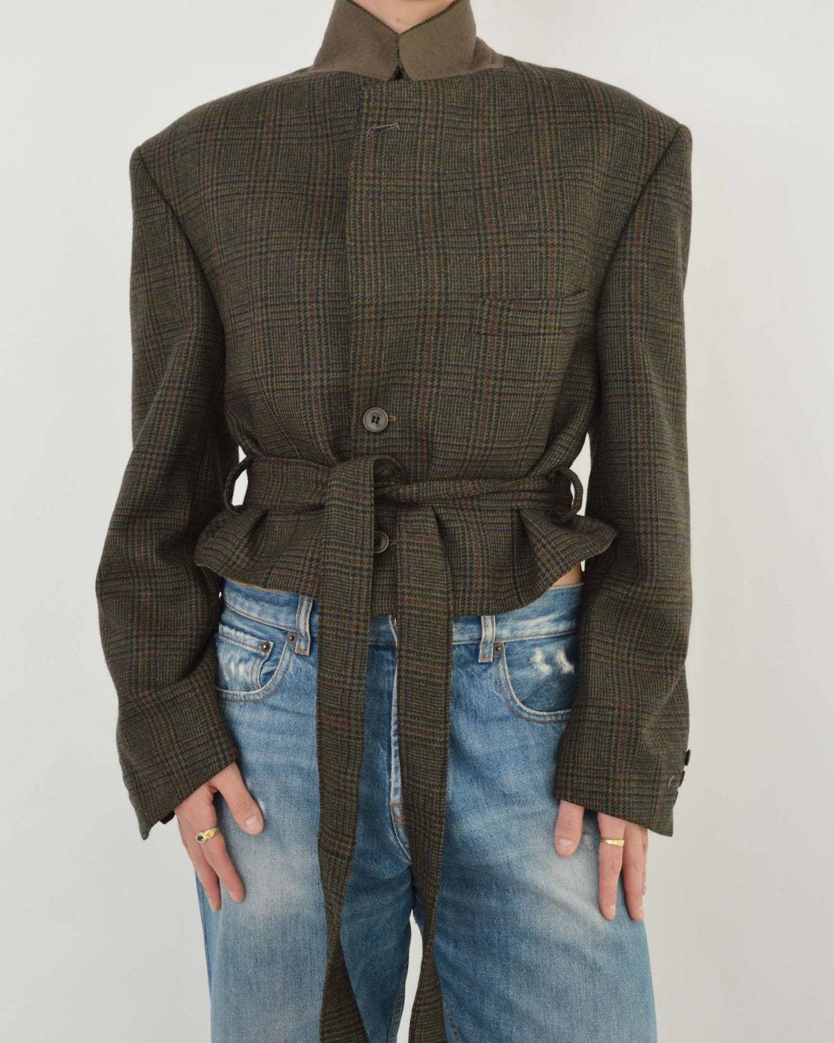 Tied-up Blazer - Dark Green Tweed (L)